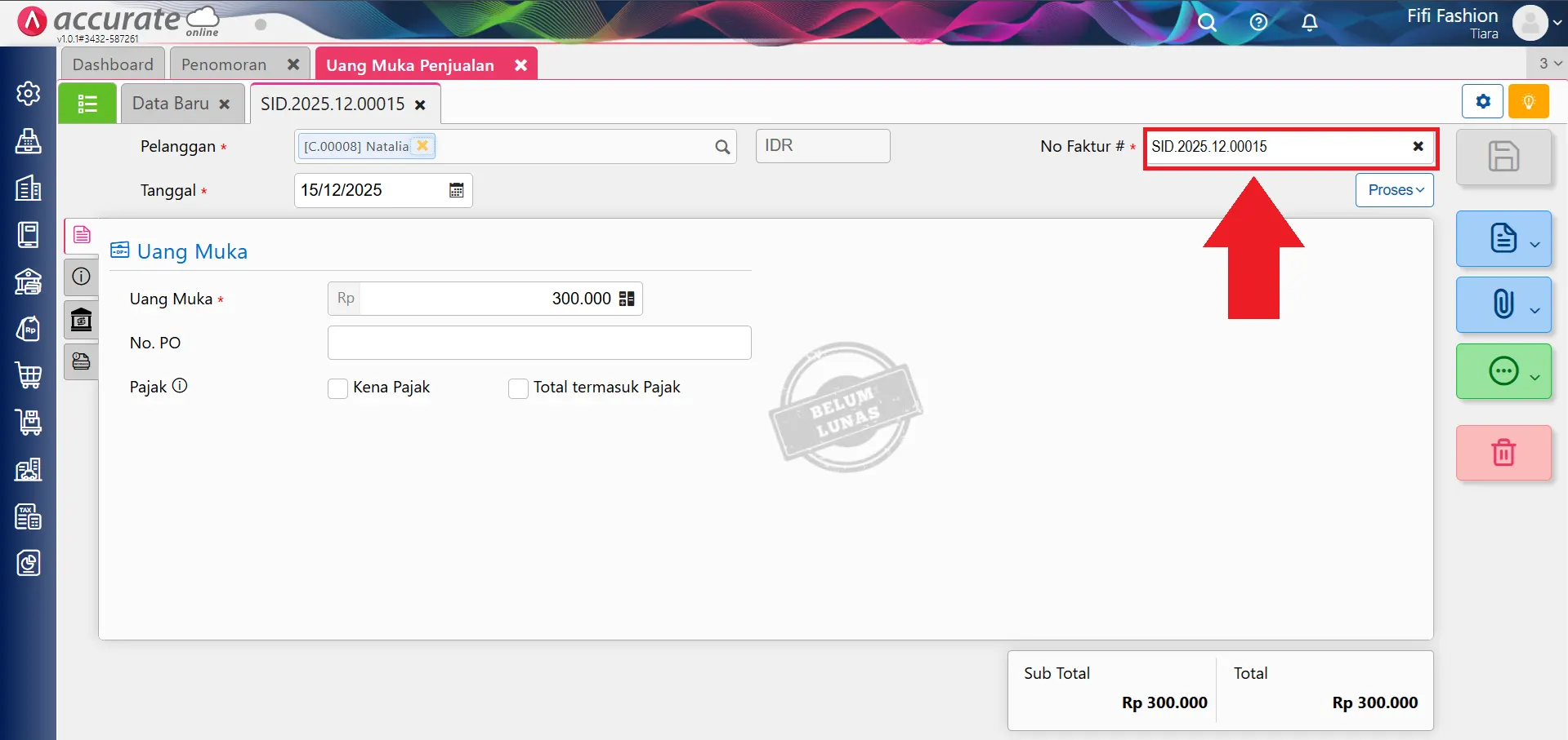 Mengatur counter penomoran transaksi